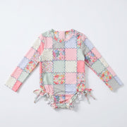 Floral Patchwork Rash Guard Swimsuit