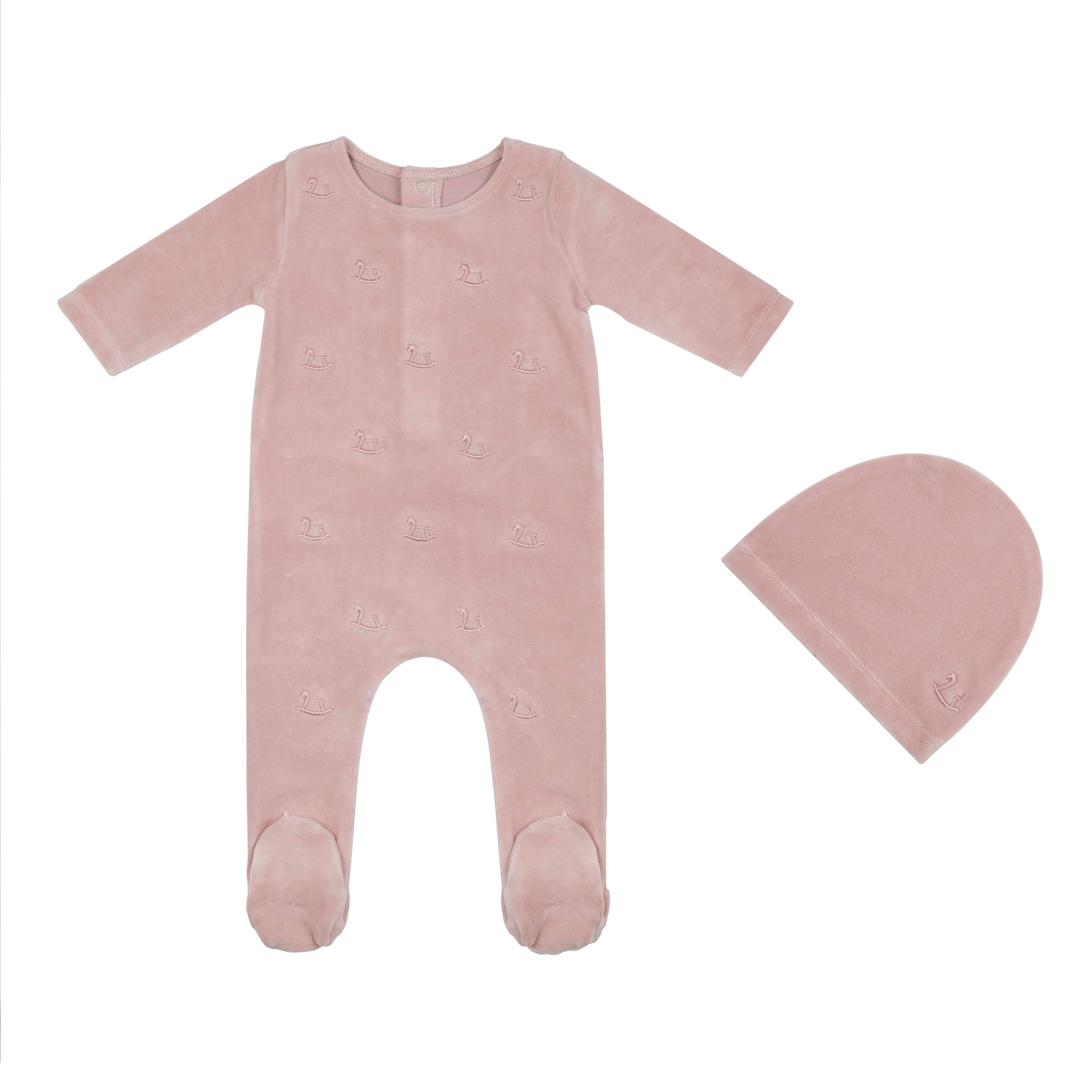 Embroidered Rocking Horse Footie And Hat