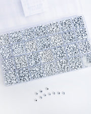 Round White With Black 26 Letter Bead Kit Box