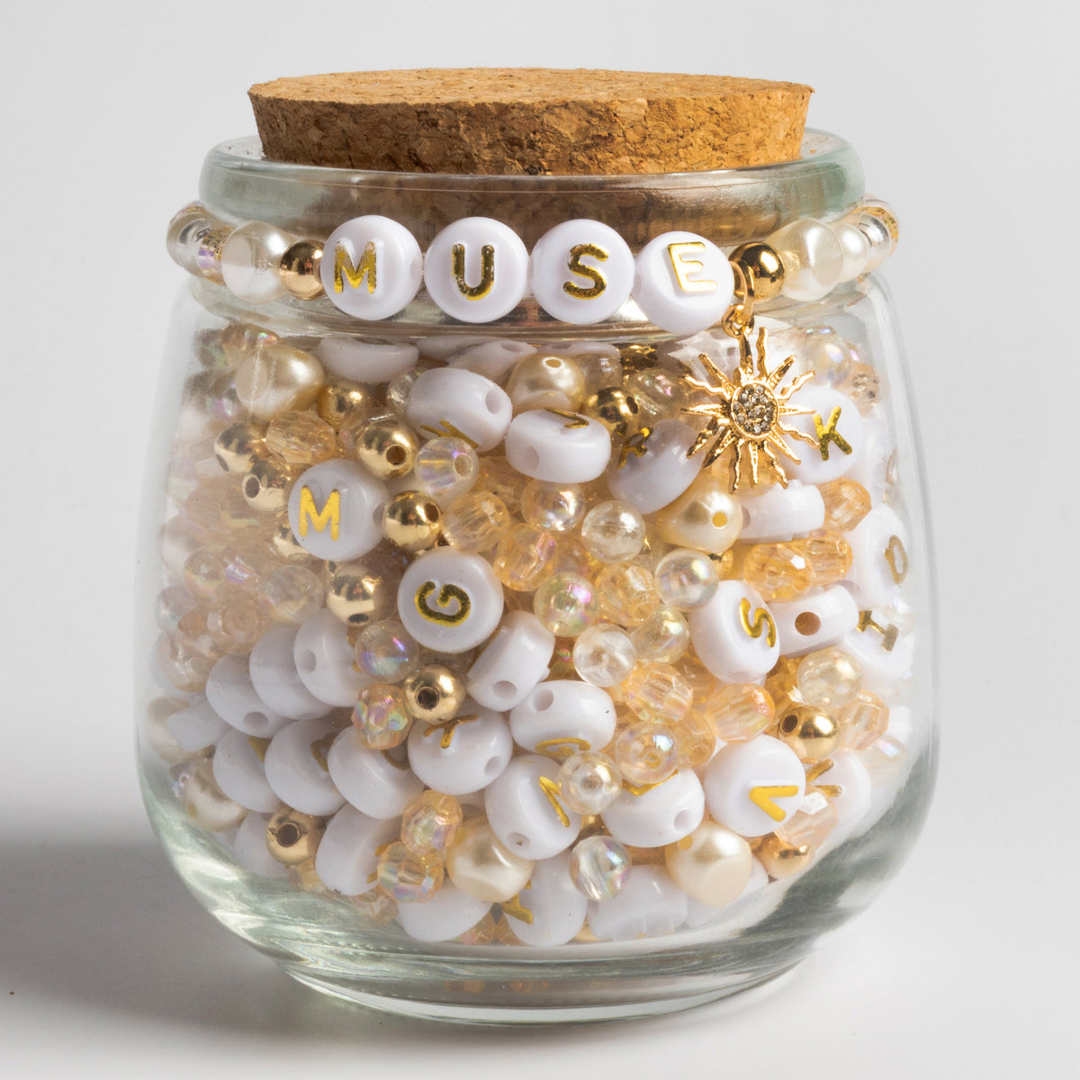 Sun Charm Muse Big Round Alphabet Beads Gold Beads Pearl Beads Diy Jar