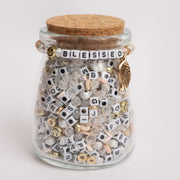Blessed Mini Block Letter Bead Diy Stretch Cord Bracelet Jar