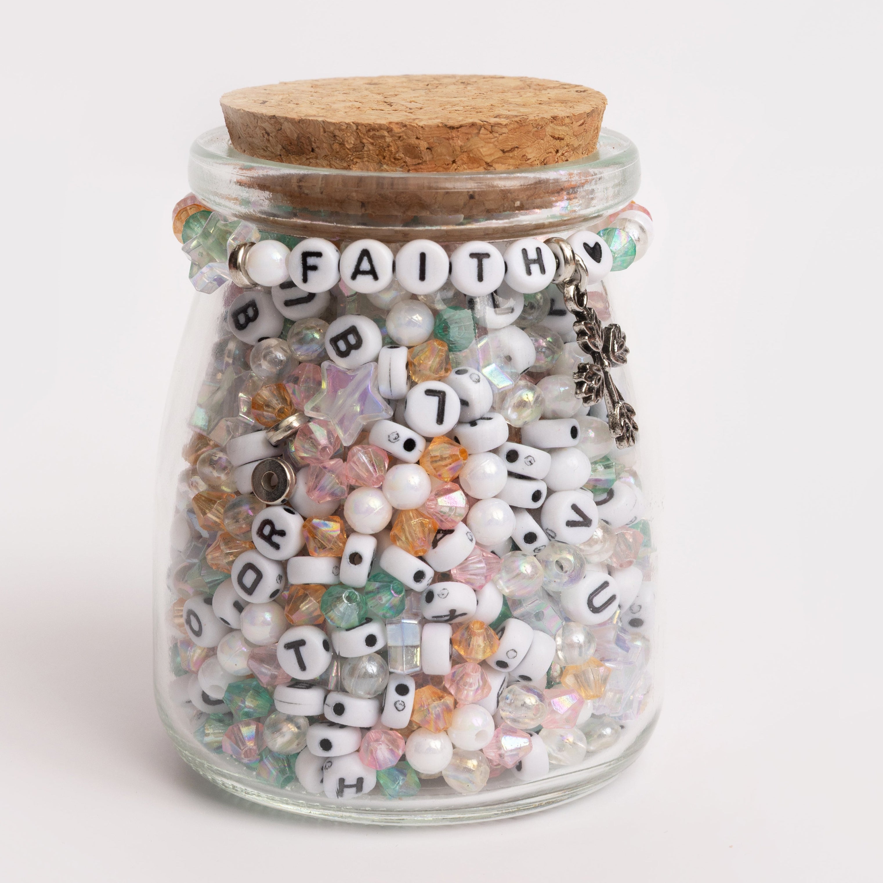 Faith Letter Bead Custom Word Jewelry Diy Jar