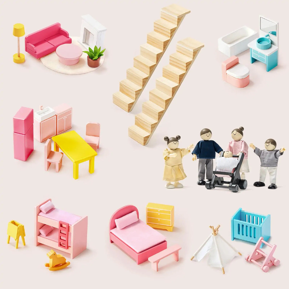 ® Sweetwood Love Dollhouse & Wooden Dollhouse Dolls