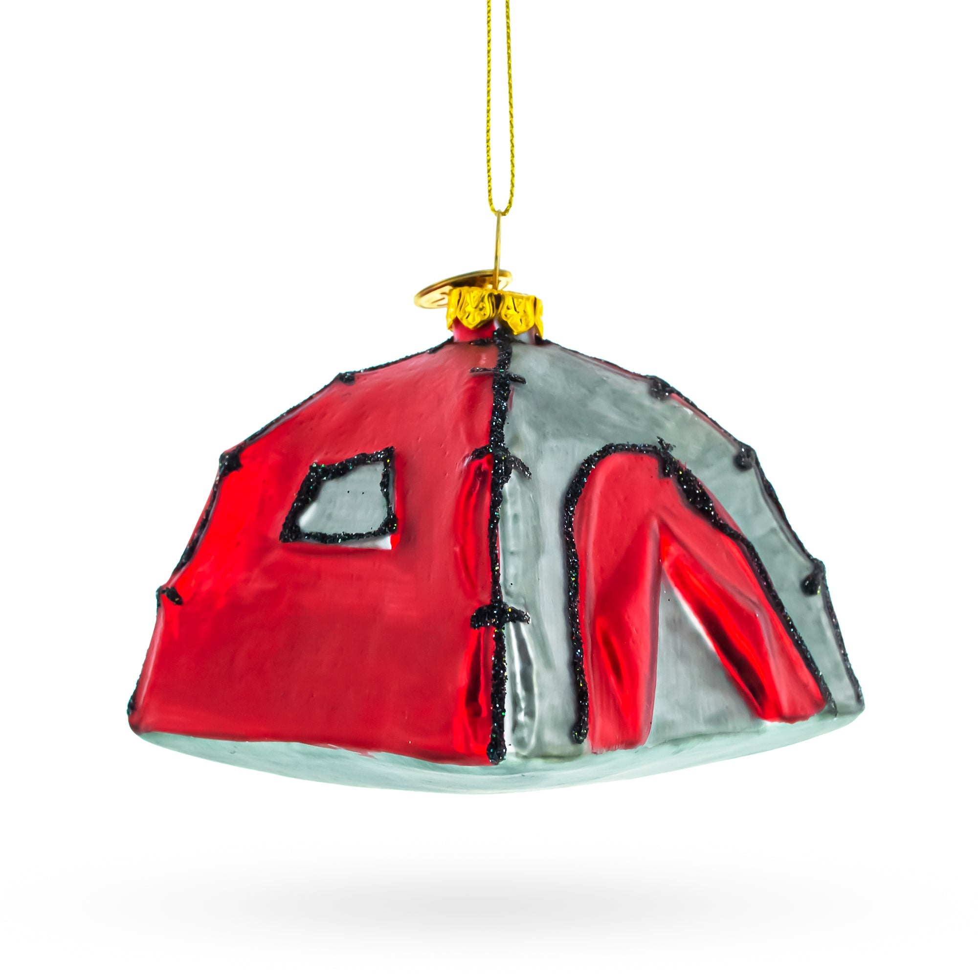 Cozy Camping Tent - Blown Glass Christmas Ornament