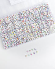 Round White With Multicolor 26 Letter Bead Kit Box