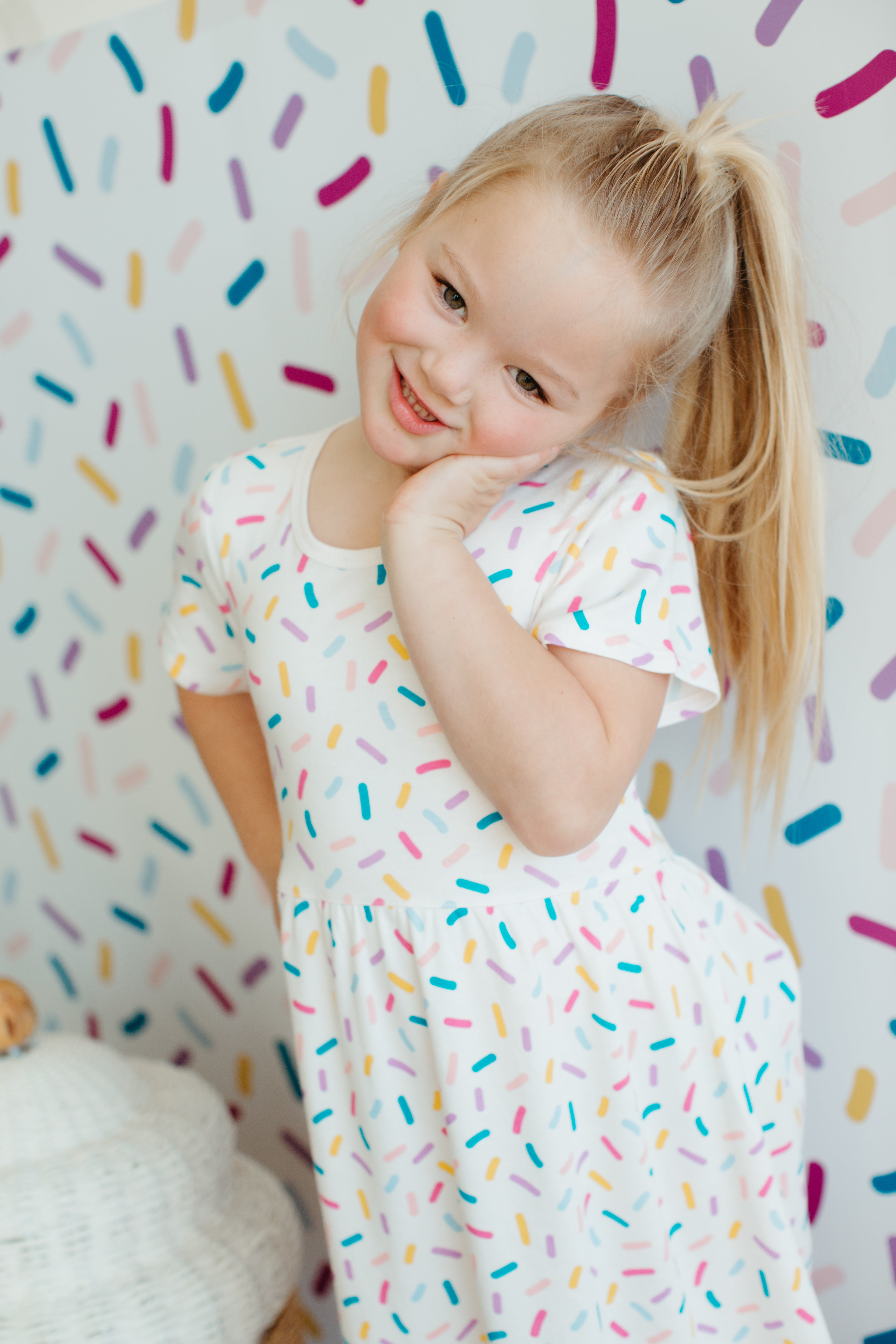 Bamboo Blend Short Sleeve Twirly Tee Dress - Sugar Rush