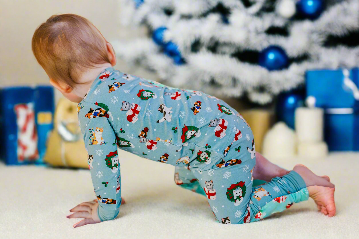 Whisker Wonderland Christmas Kittens Two Piece Bamboo Pajama Set