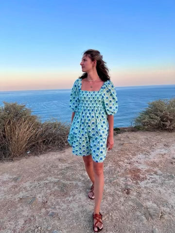 Talia Dress White And Green Azalea