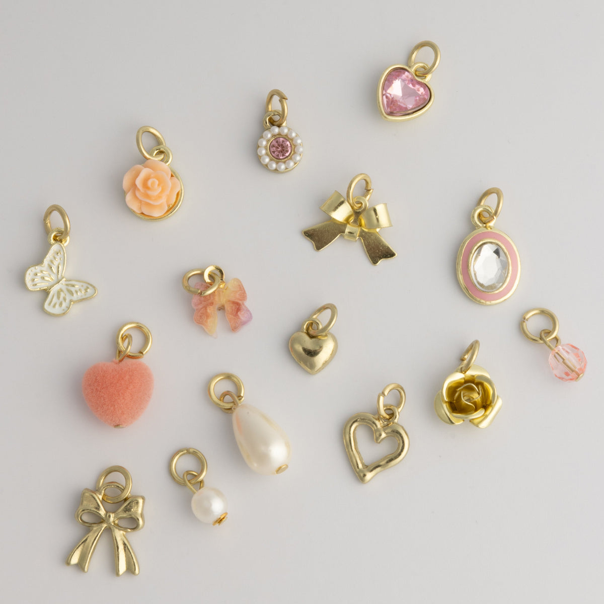 Pretty Little Things Charm Set Pink & Pearl Girlie Charm Set Of 15 Coquette Charms