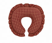Red Beige Gingham Ruffle Nursing Pillow Cover