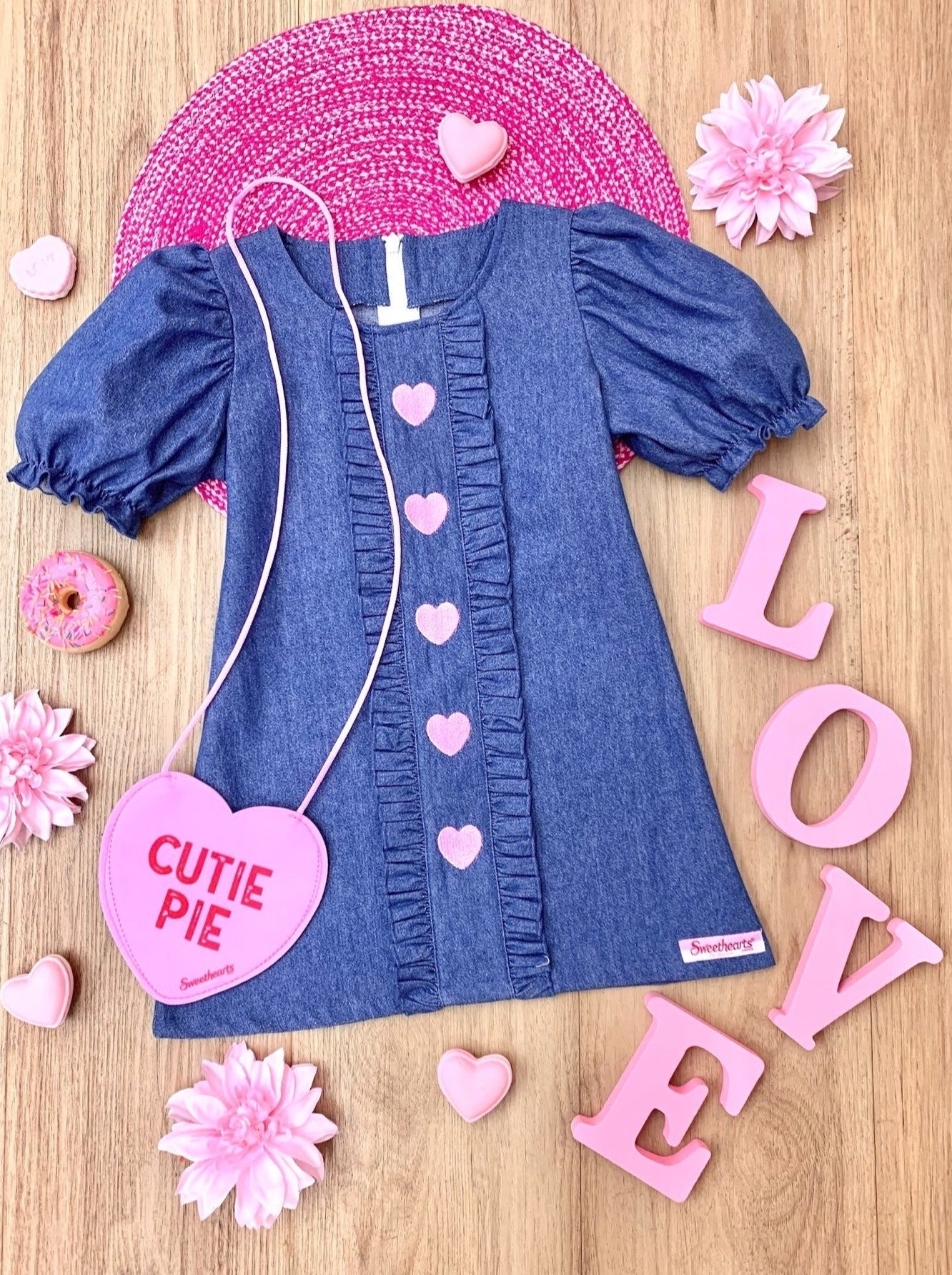 Sweethearts Cutie Pie Denim Dress And Purse Set