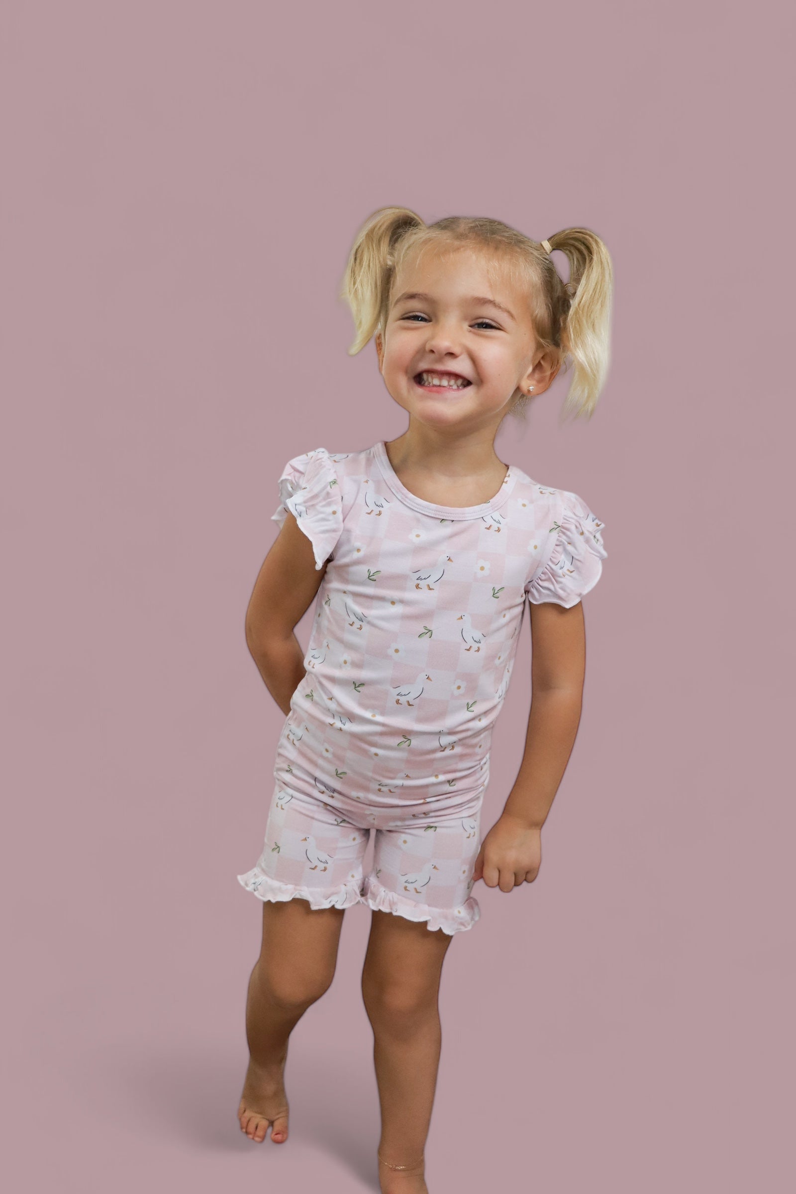 Exclusive Ducks And Daisies Dream Ruffle Short Set