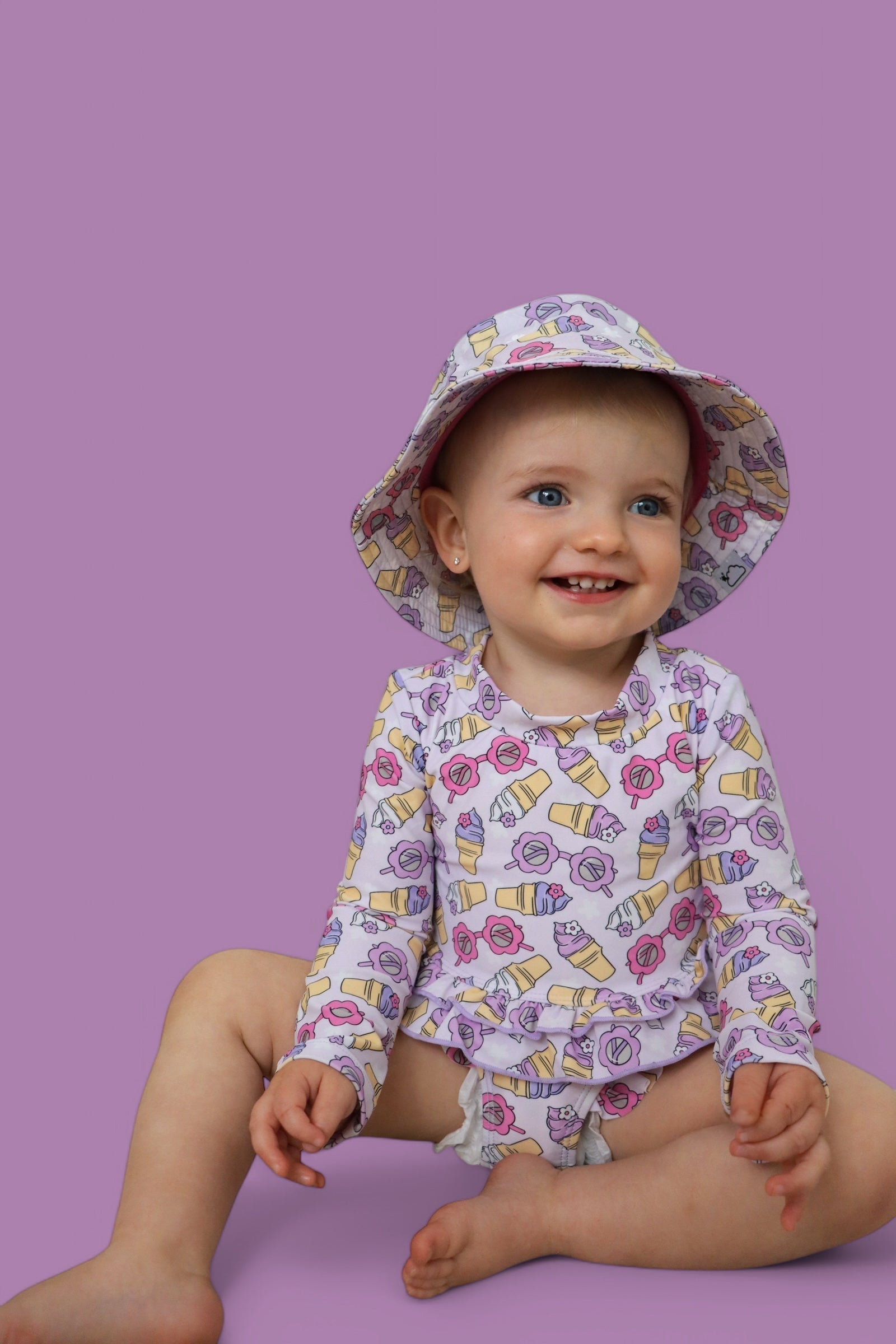 Sweet Summer Dream Rash Guard Ruffle Two-piece Swim Suit