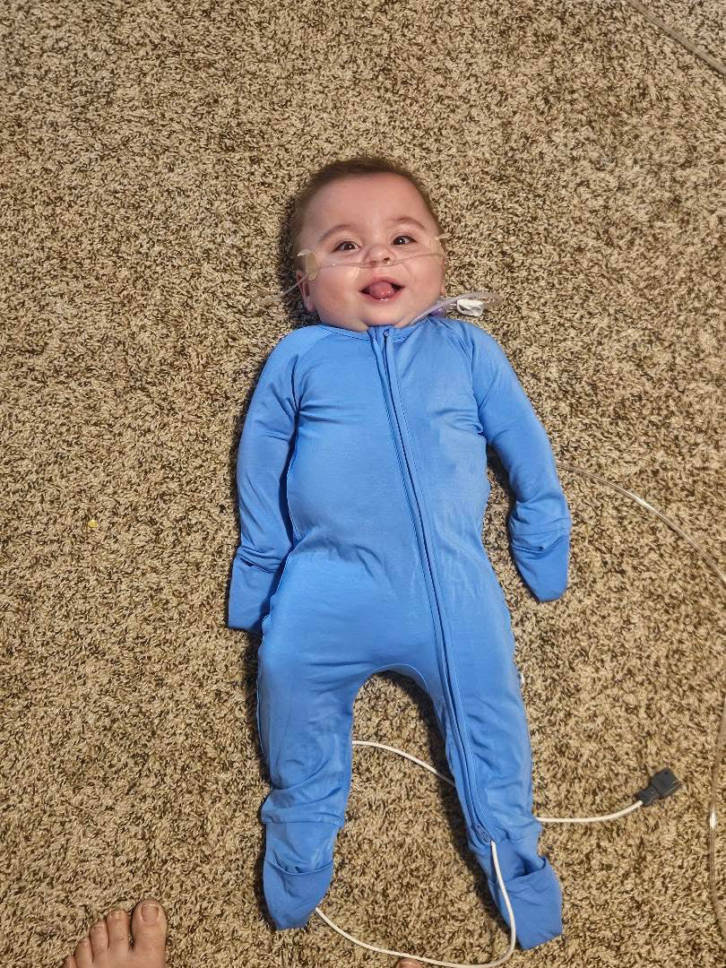 Pure Blue Zippered Baby Romper