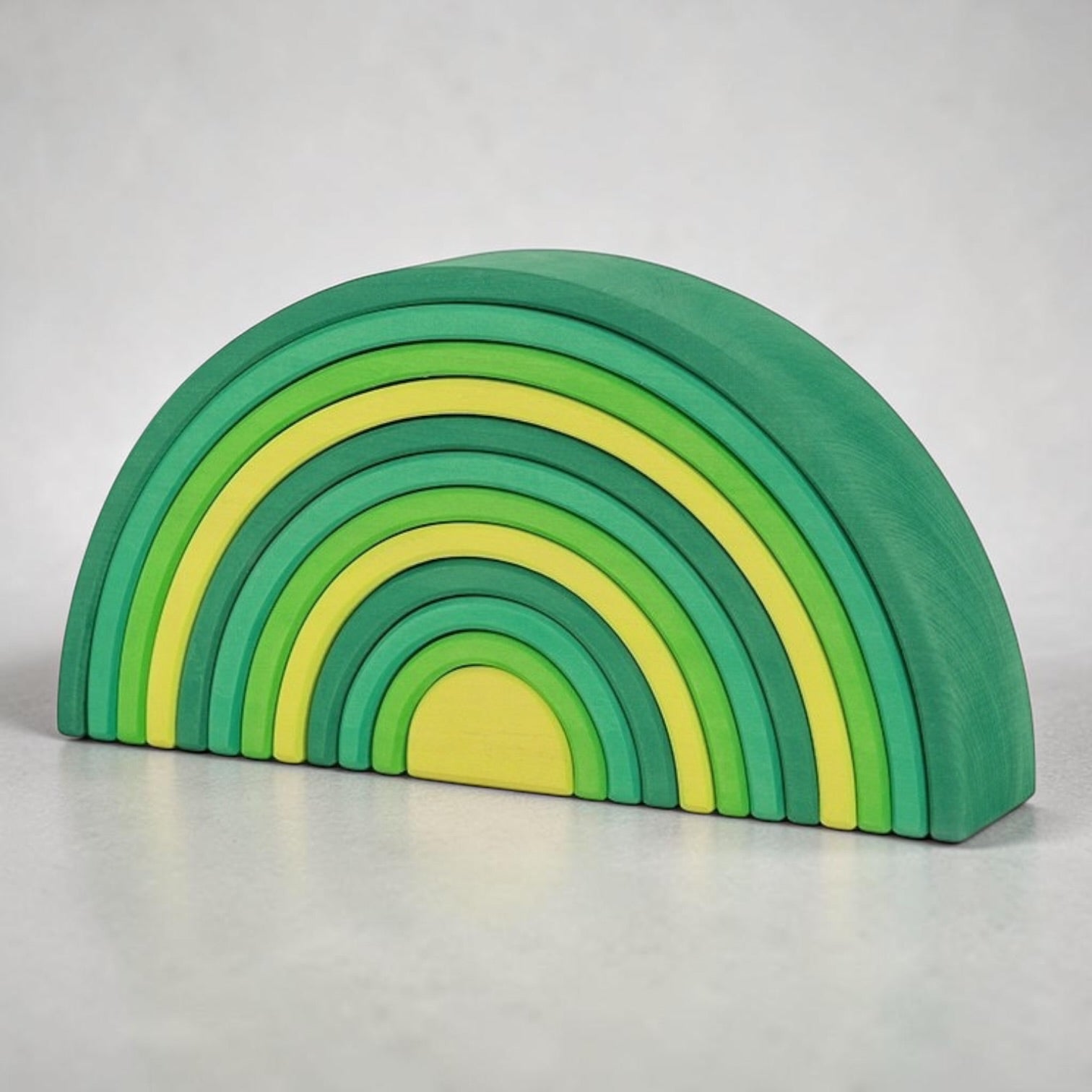 12 Pcs Stained Large Basswood Rainbow Stacking Blocks Meadow Green