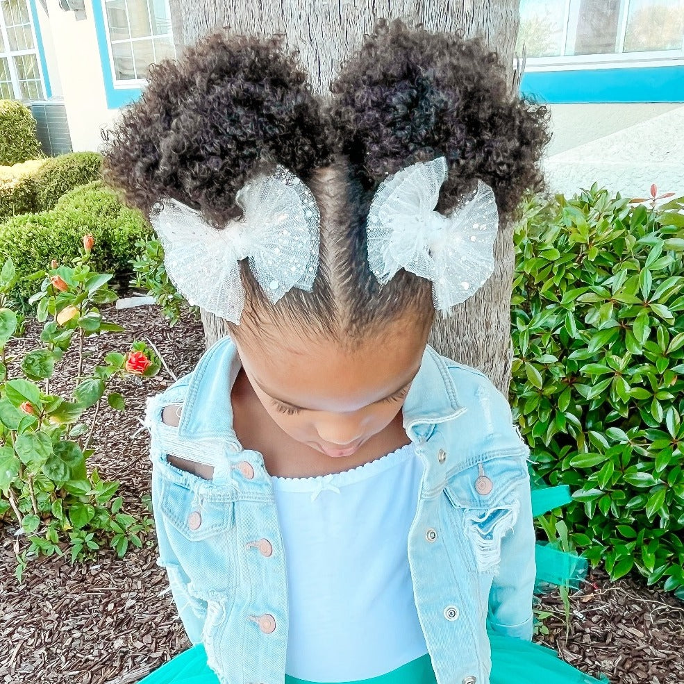 2pk Tulle Baby Fab Clips: Princess White