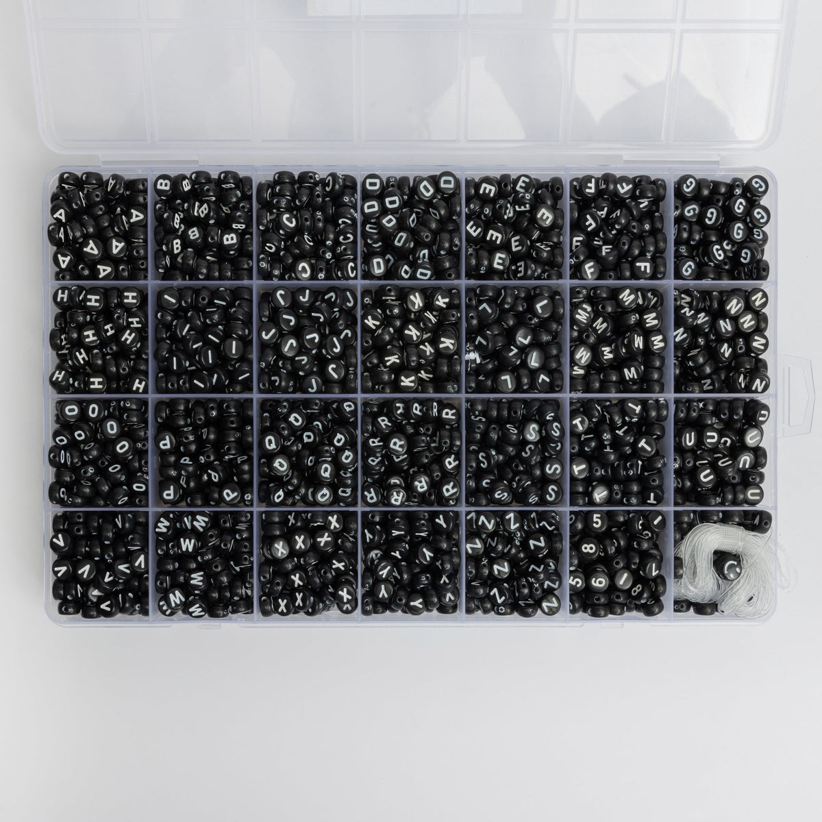 Black With White 26 Letter Bead Kit Box