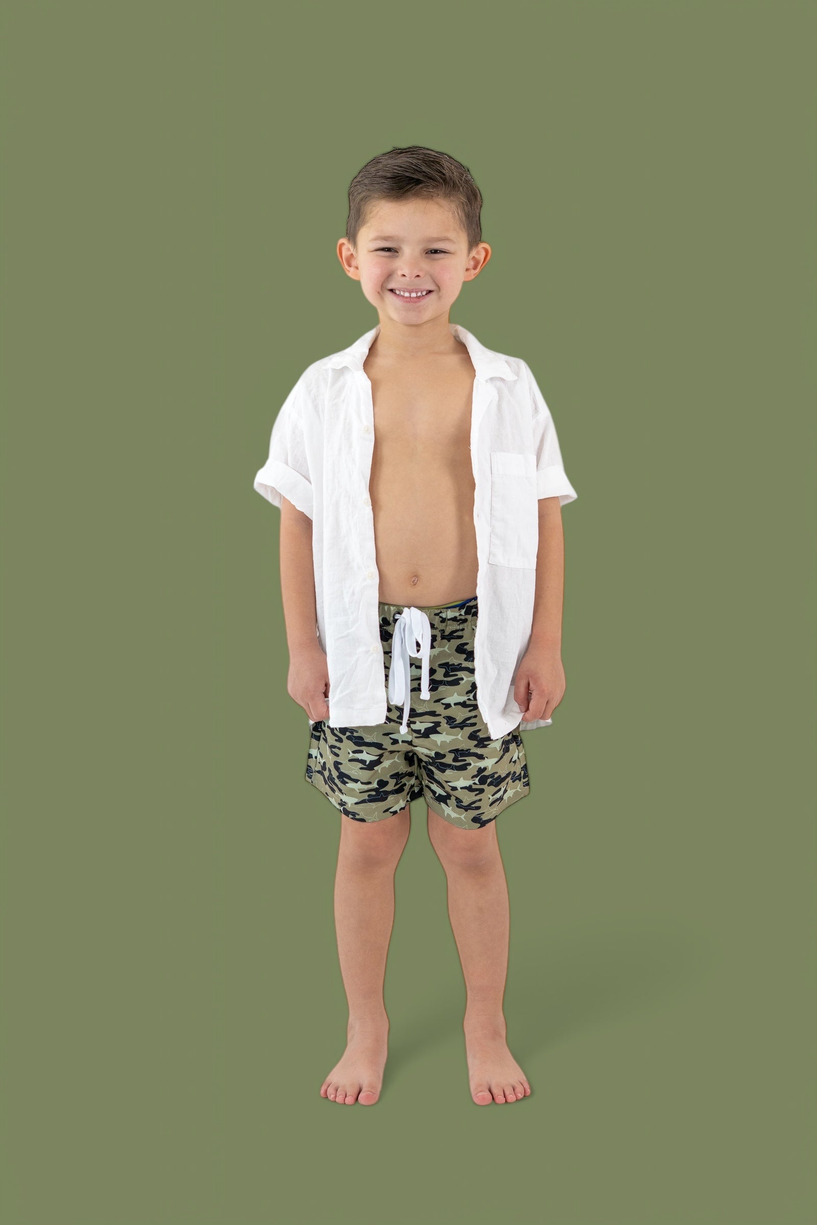 Camo Shark Boy's Dream Swim Trunks