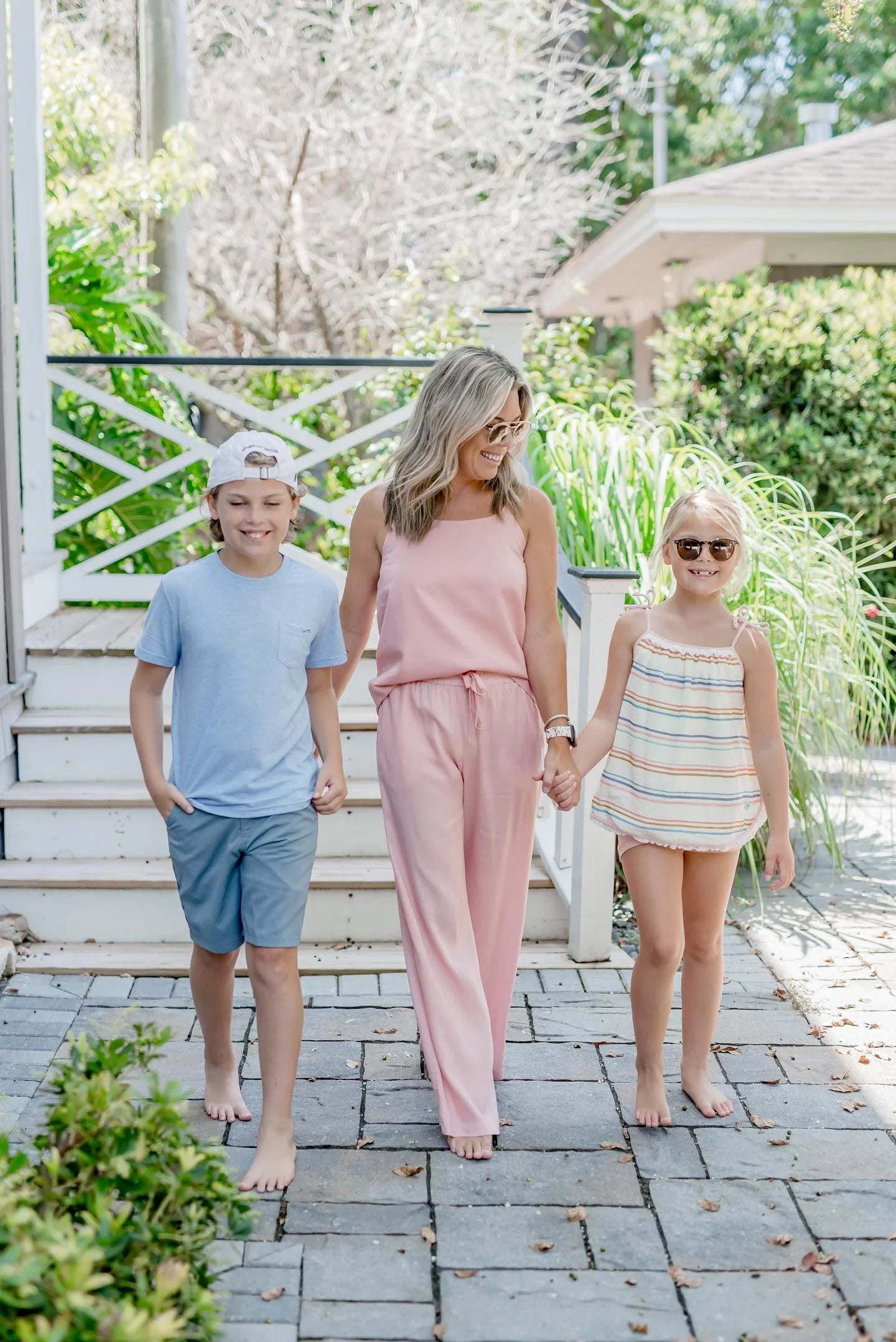 Girls Coastal Stripe Tank Top Set