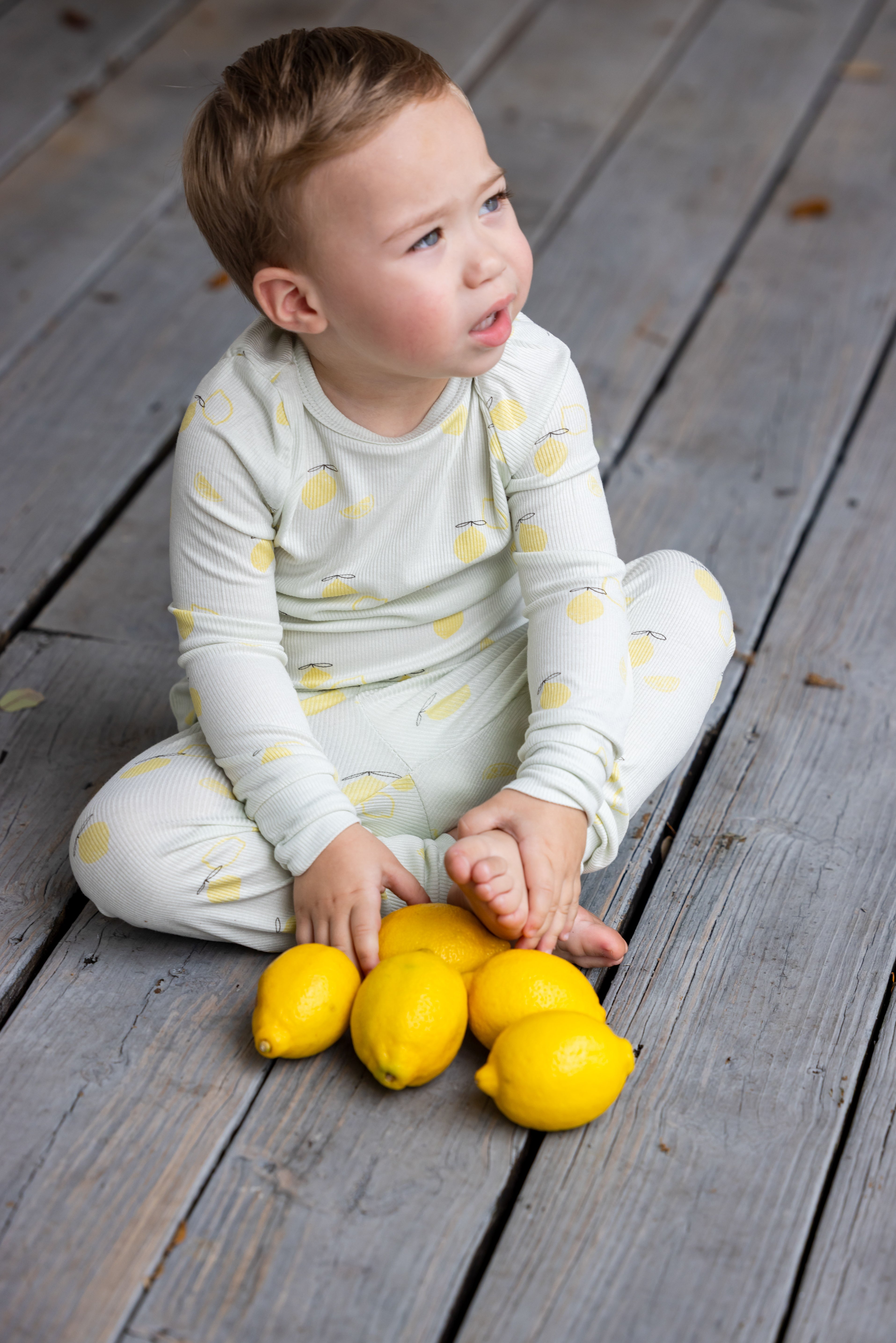 Lemon Print Pj- Mint
