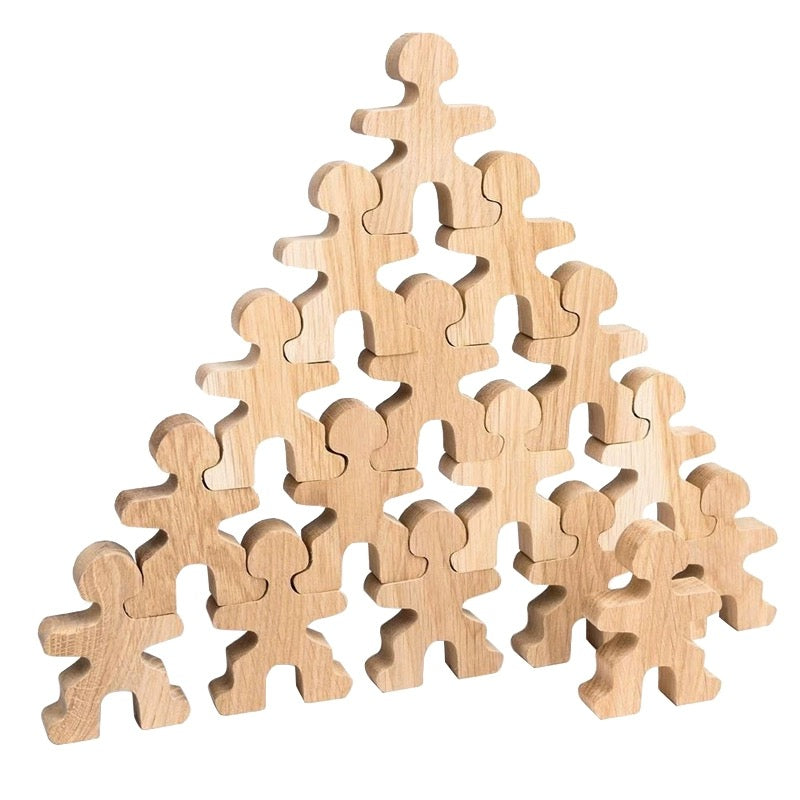 32 Pcs Wooden Little Balancing People Stacking Set
