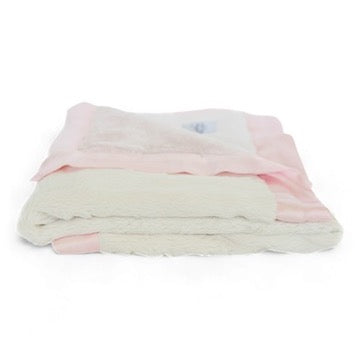 Luxury Duo Satin Border Blanket - Pink/ivory