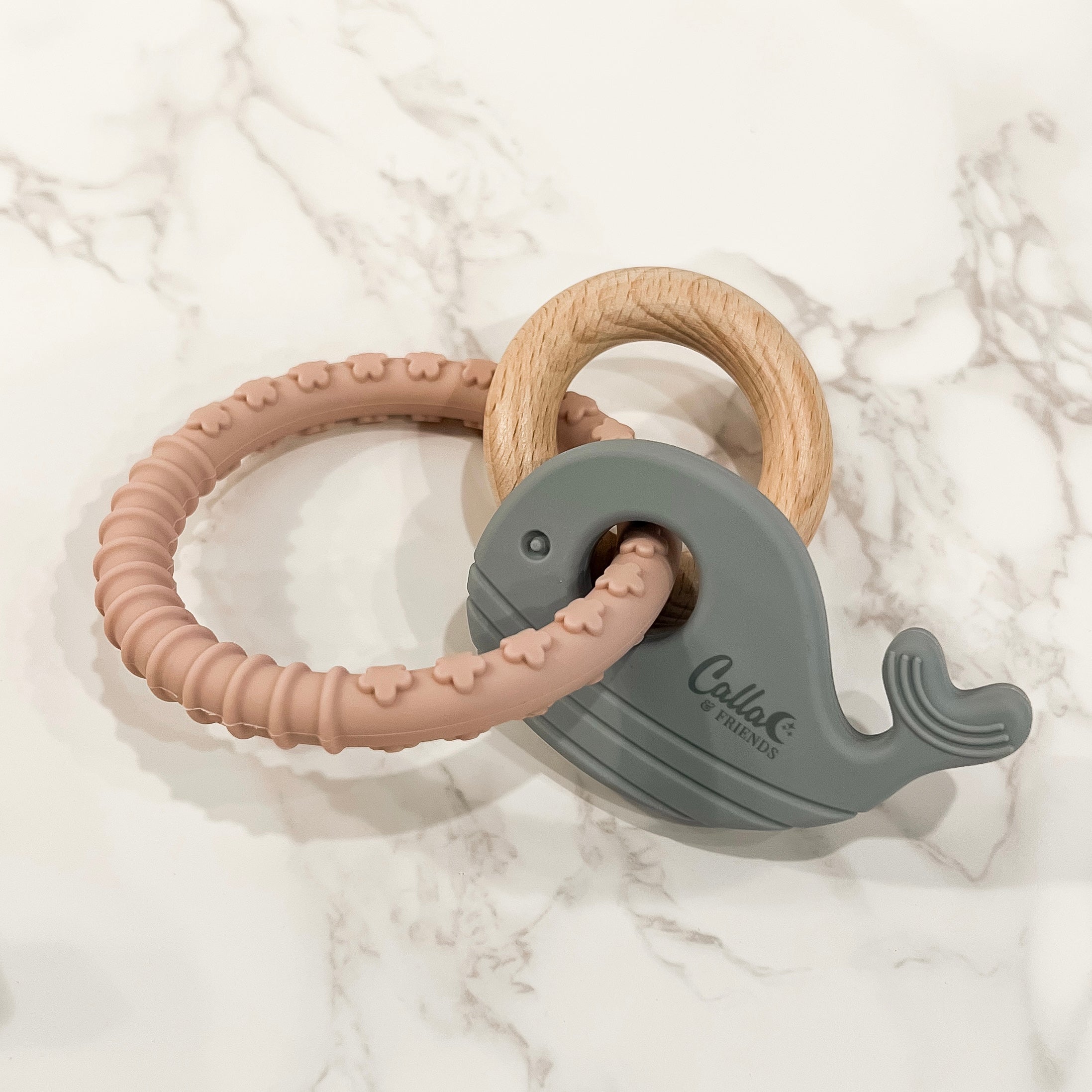 Whale Silicone & Beechwood Teether