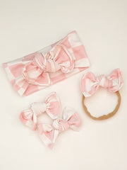 Pink And White Checker Bow