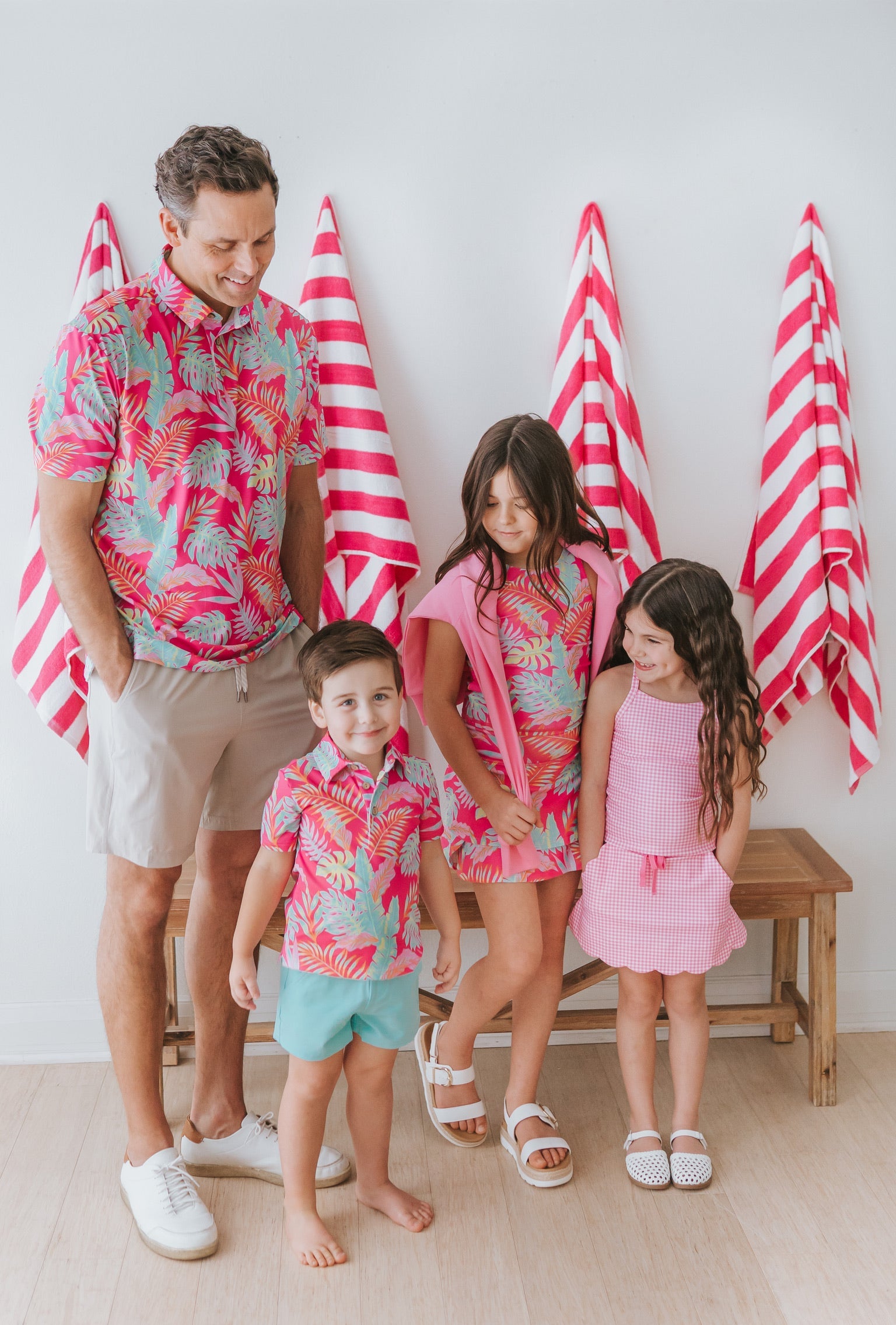 Malibu Pink Gingham Scallop Athletic Set