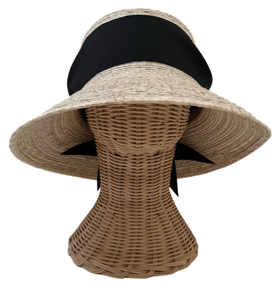 Clematis Bucket Hat - Black Wide & Short Grosgrain Ribbon
