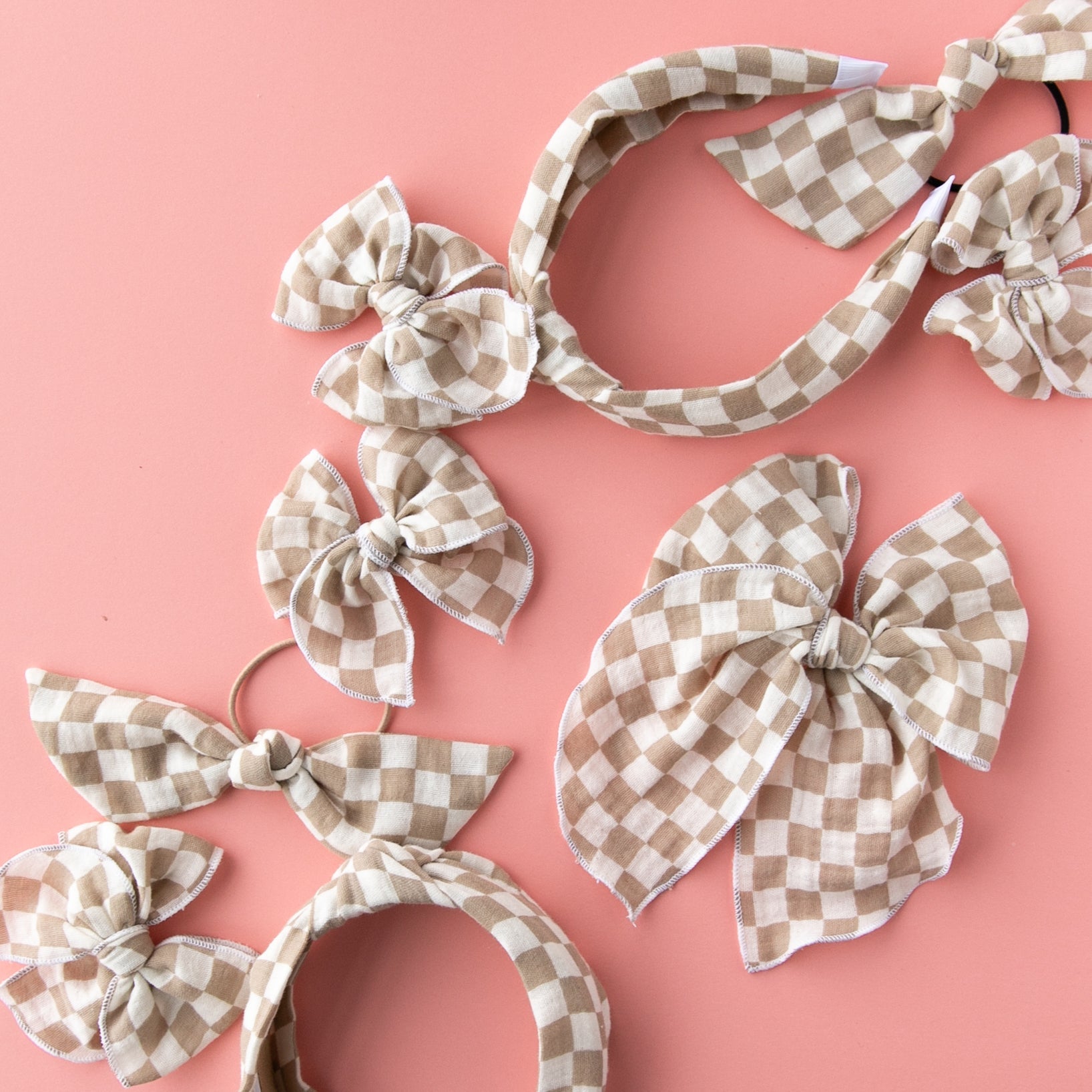 Checkerboard - Tan | Knotted Headband