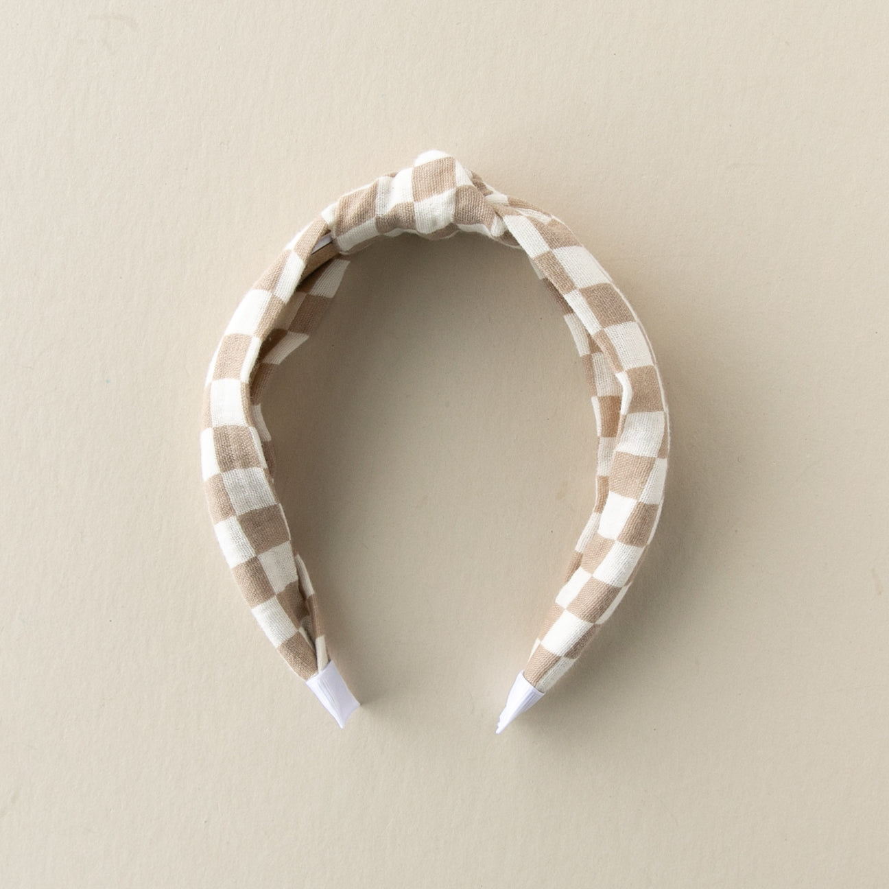 Checkerboard - Tan | Knotted Headband