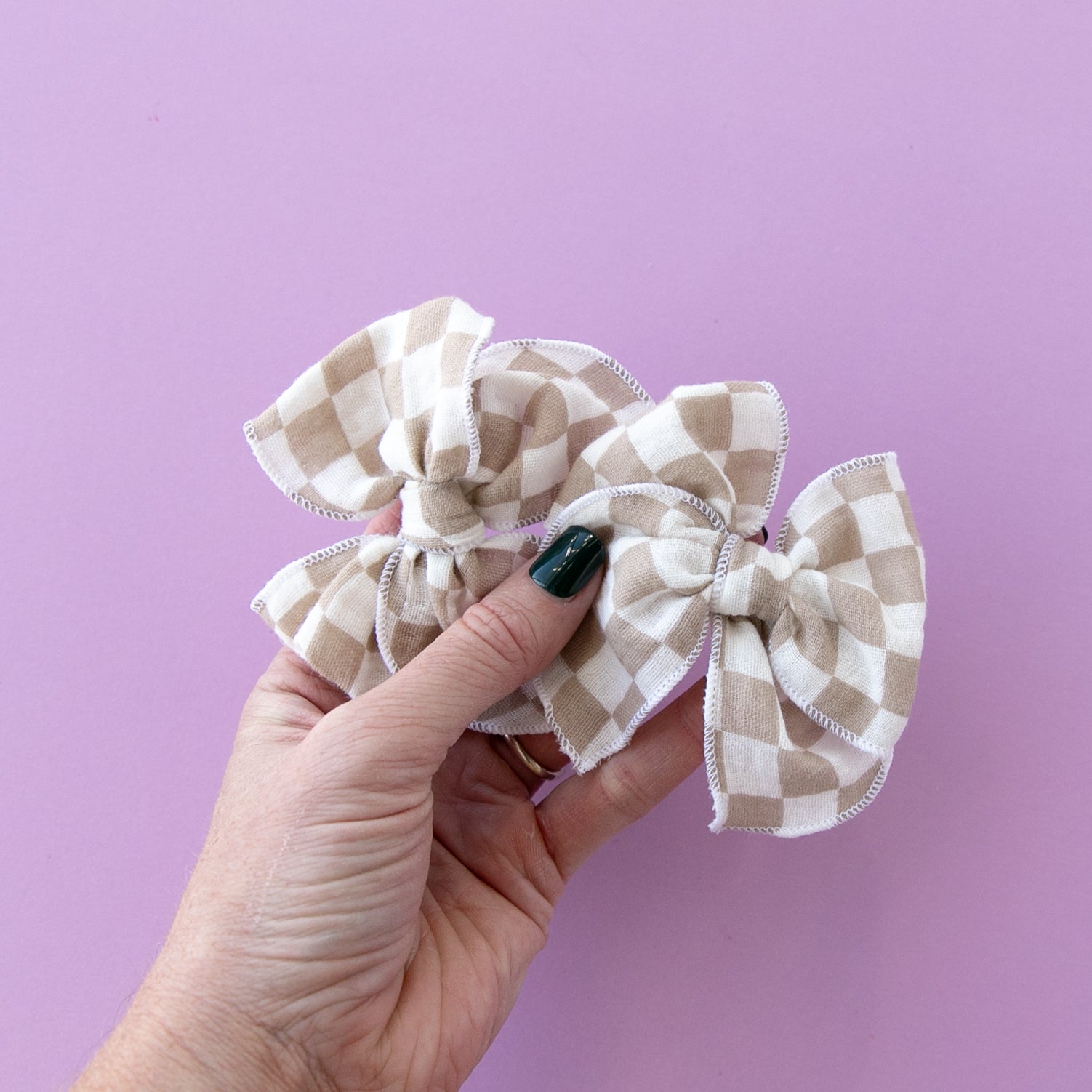 Checkerboard - Tan | Petite Party Bow