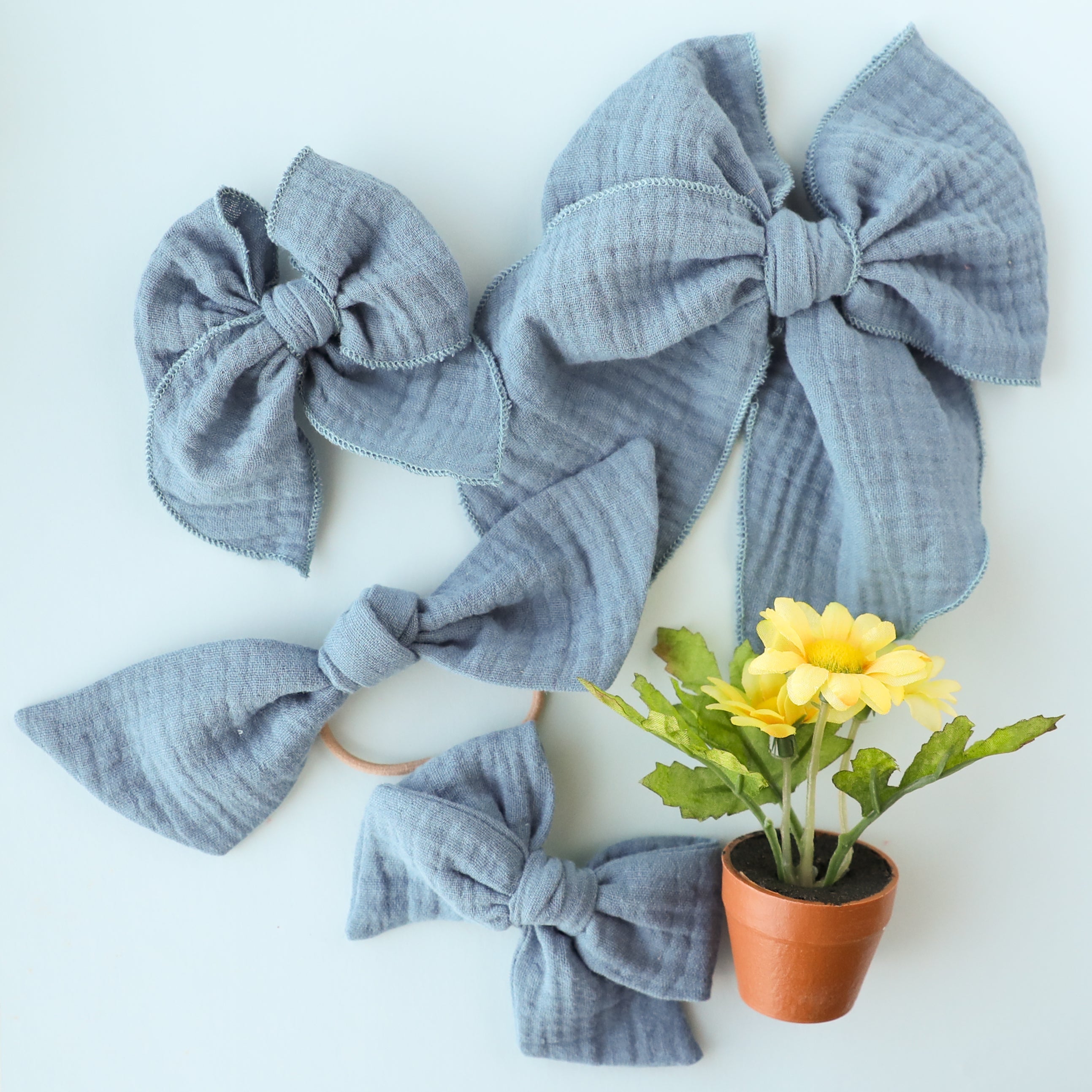 Steel Blue | Gauze Party Bow