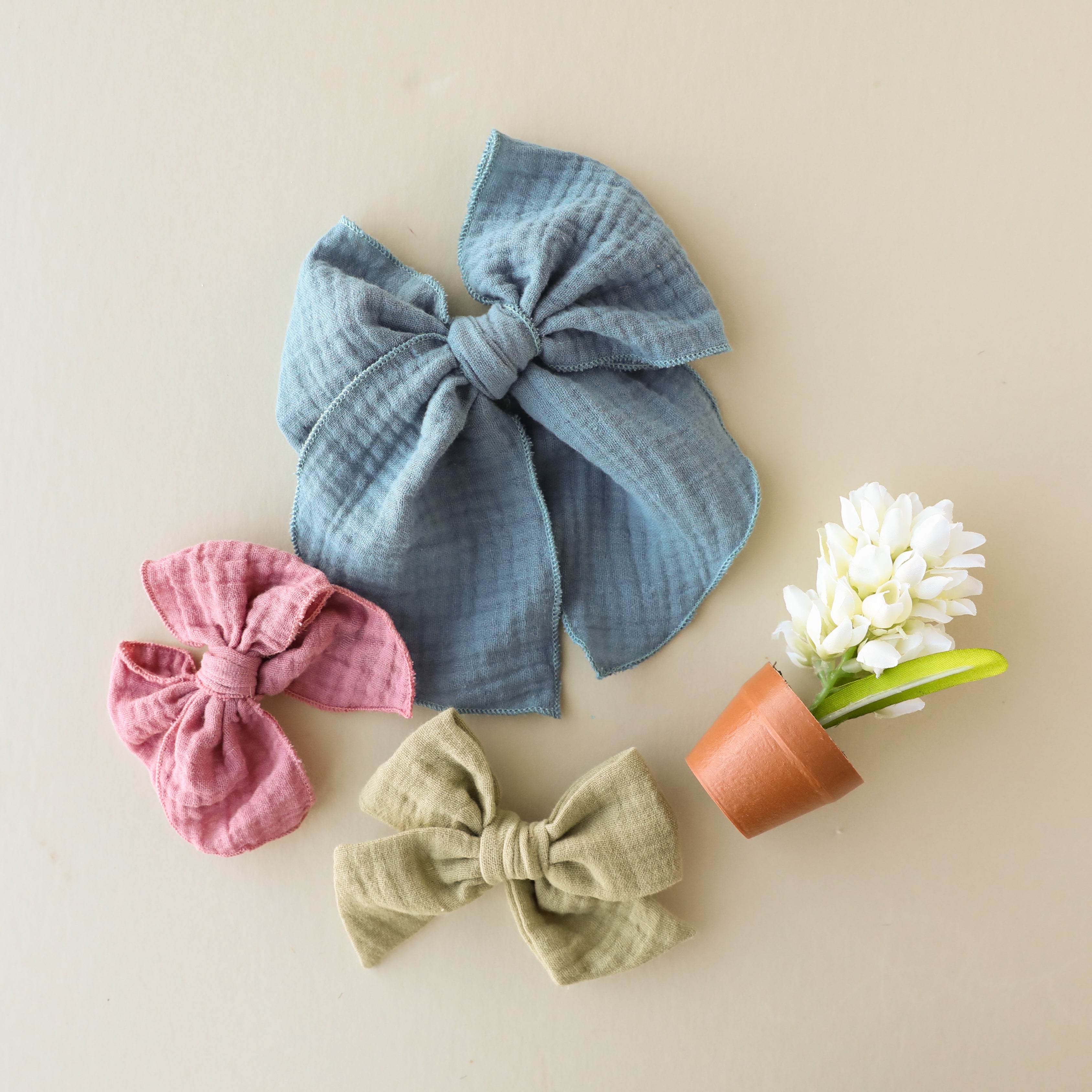 Steel Blue | Gauze Party Bow