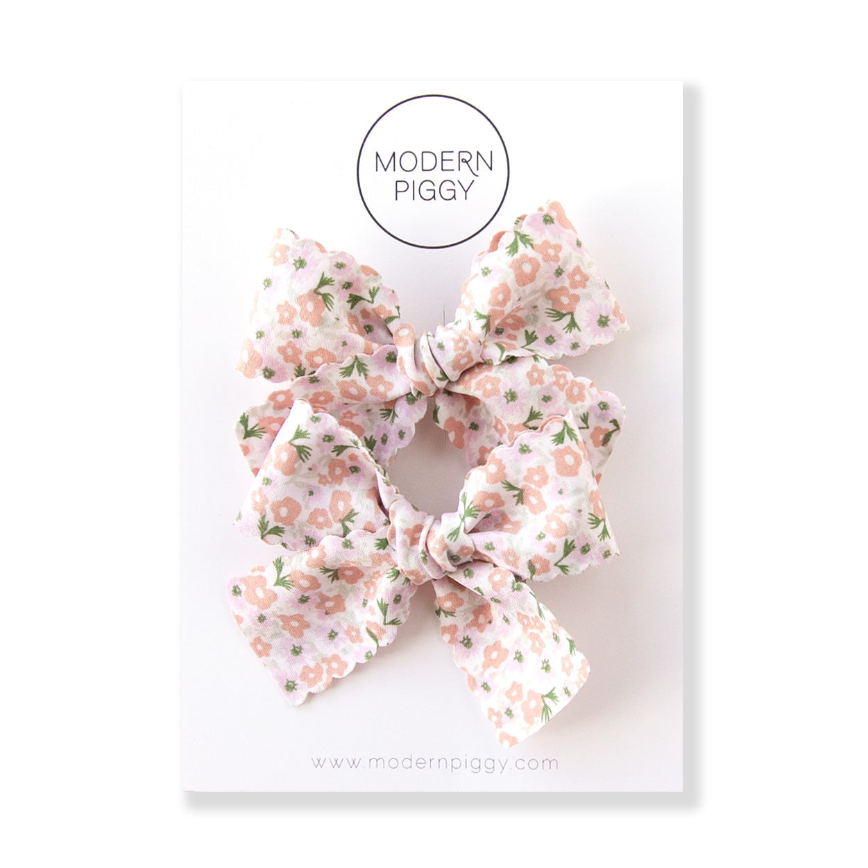 Posy Scallop | Pigtail Set - Ribbon Bow