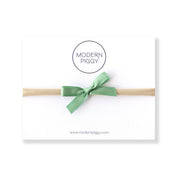 Sage | Mini Ribbon Bow - Nylon Headband