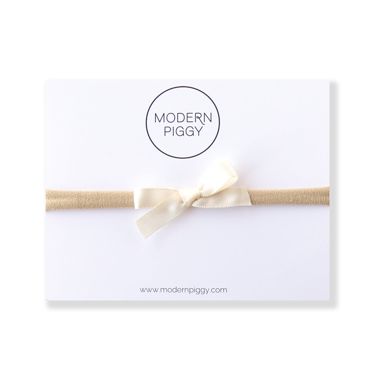 Ivory | Mini Ribbon Bow - Nylon Headband