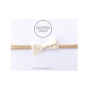 Ivory | Mini Ribbon Bow - Nylon Headband