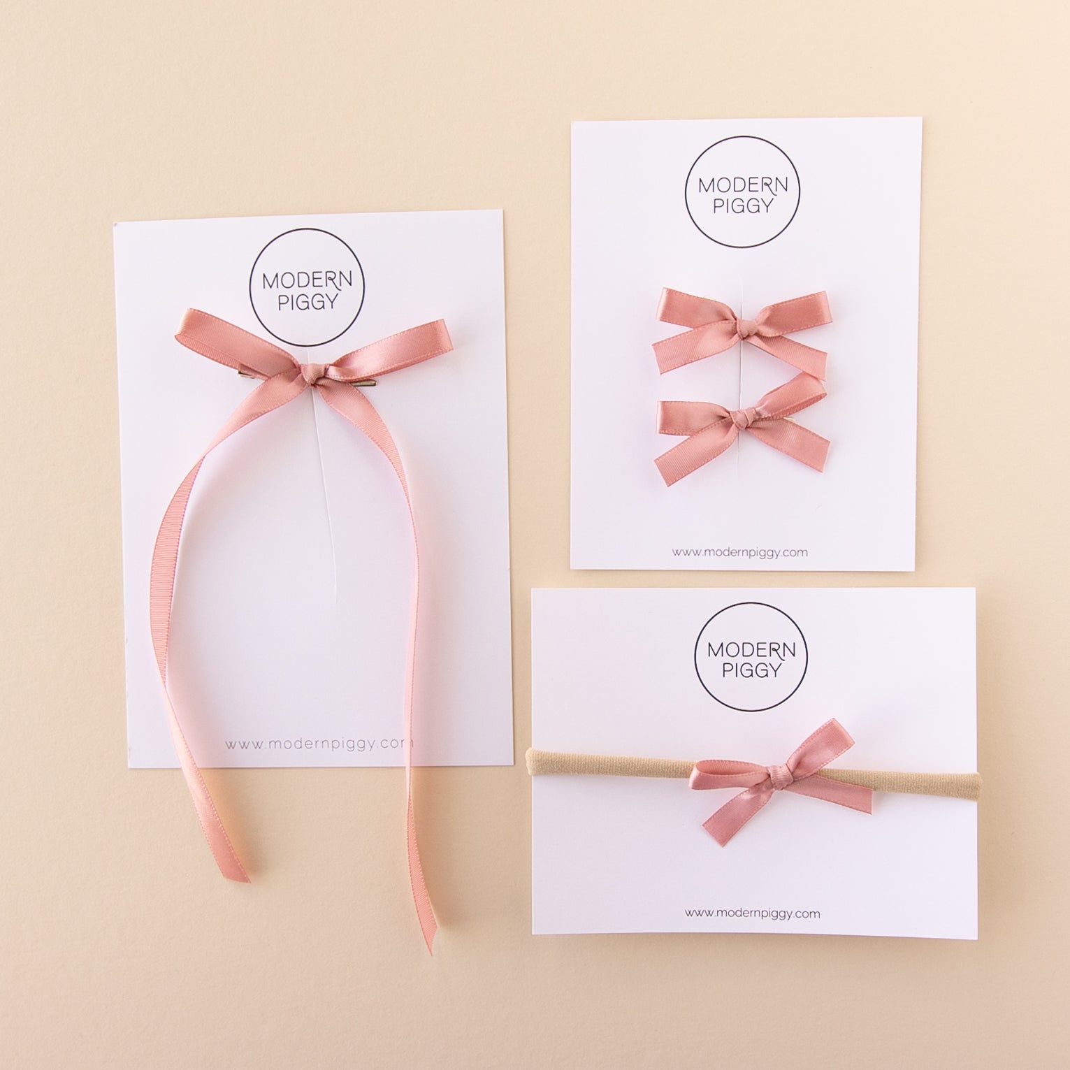 Dusty Rose | Mini Ribbon Bow - Nylon Headband