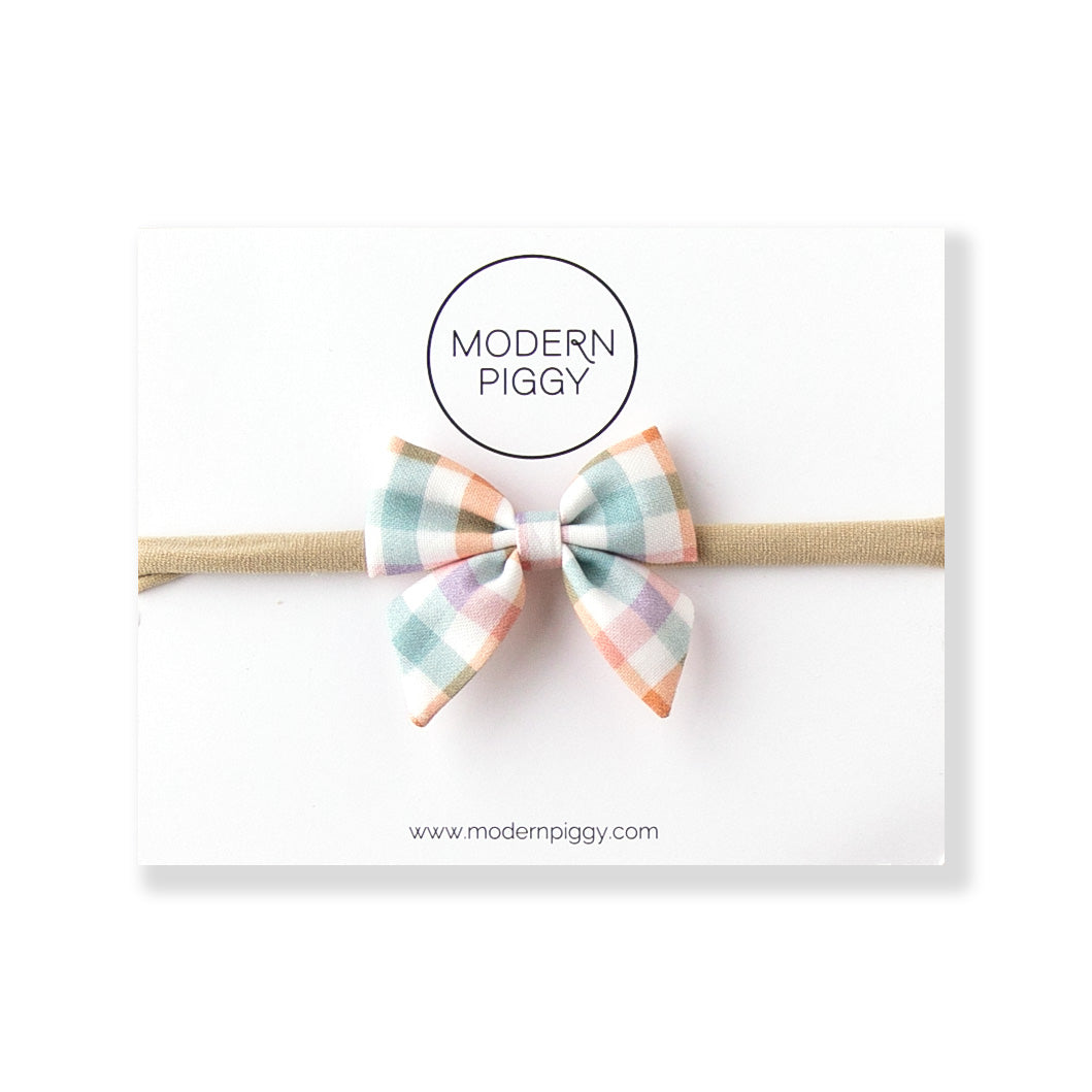 Easter Gingham | Mini Piggy Bow