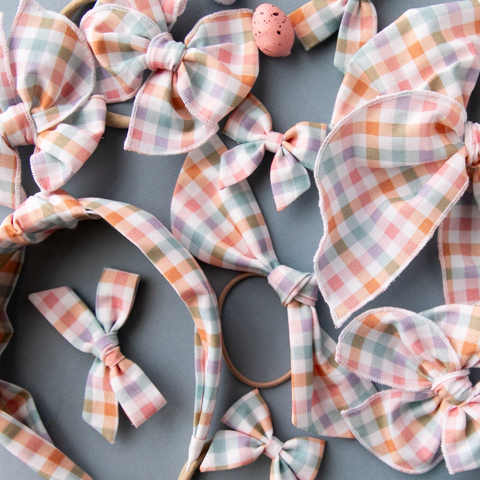 Easter Gingham | Mini Piggy Bow