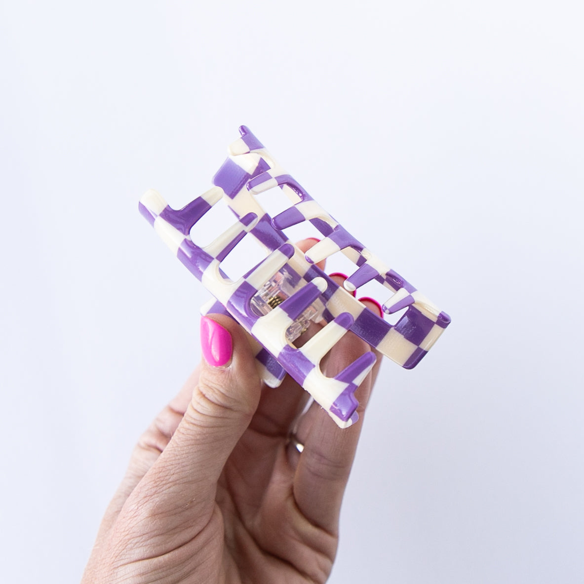 Purple | Checkered Claw Clip