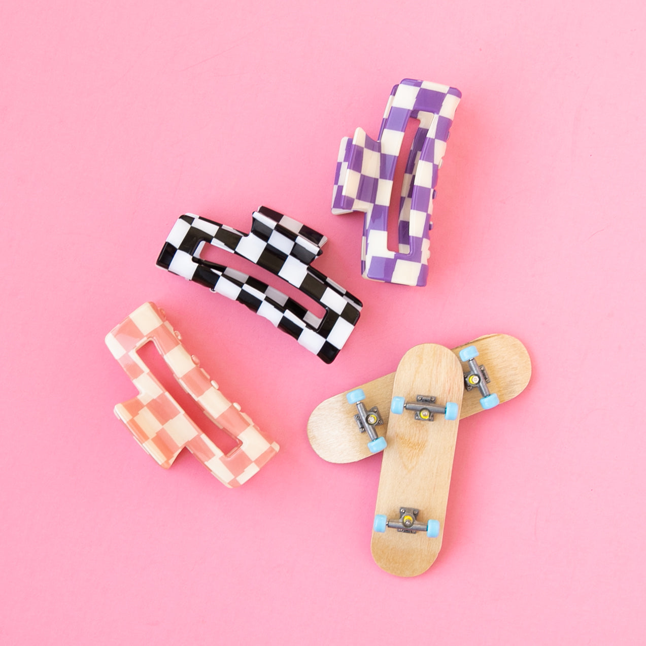 Purple | Checkered Claw Clip