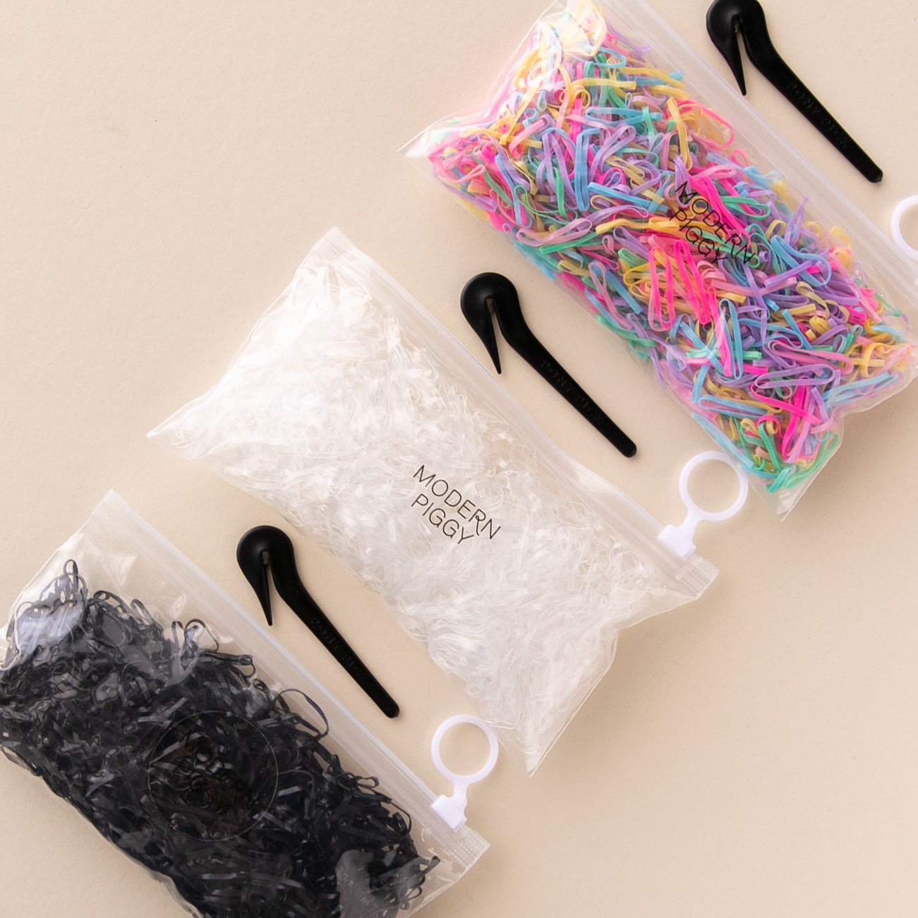 Hair Elastics (pack Of 1000) W/ Pony Pick