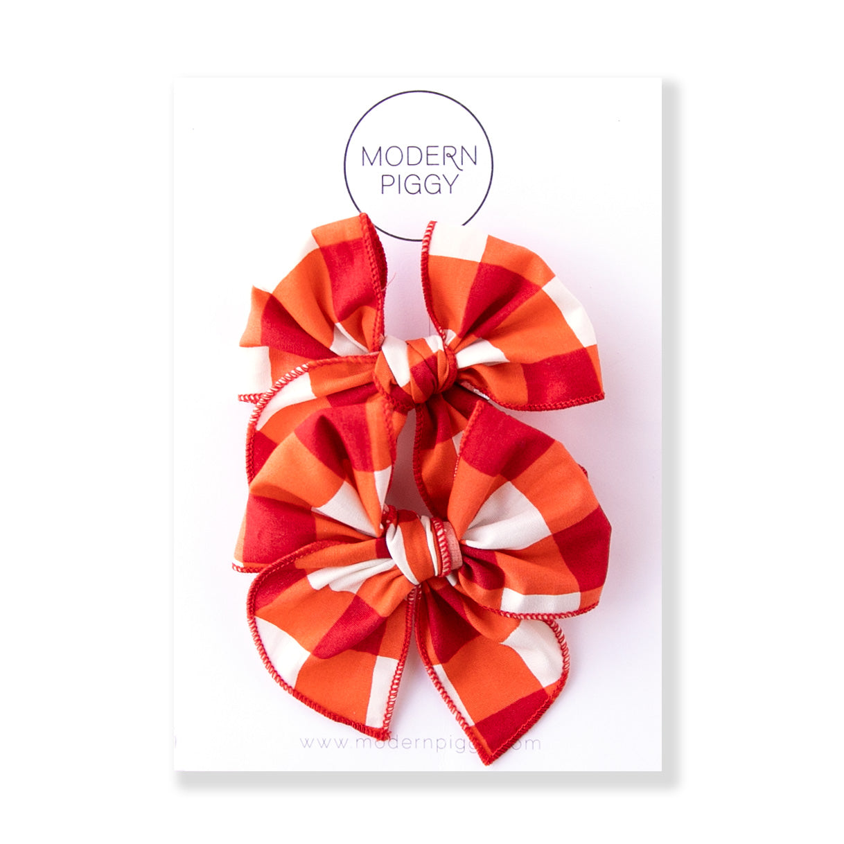 Red Buffalo Check | Pigtail Set - Petite Party Bow