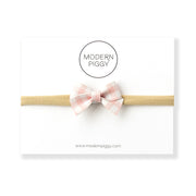 Petal Gingham | Leather Baby Bow