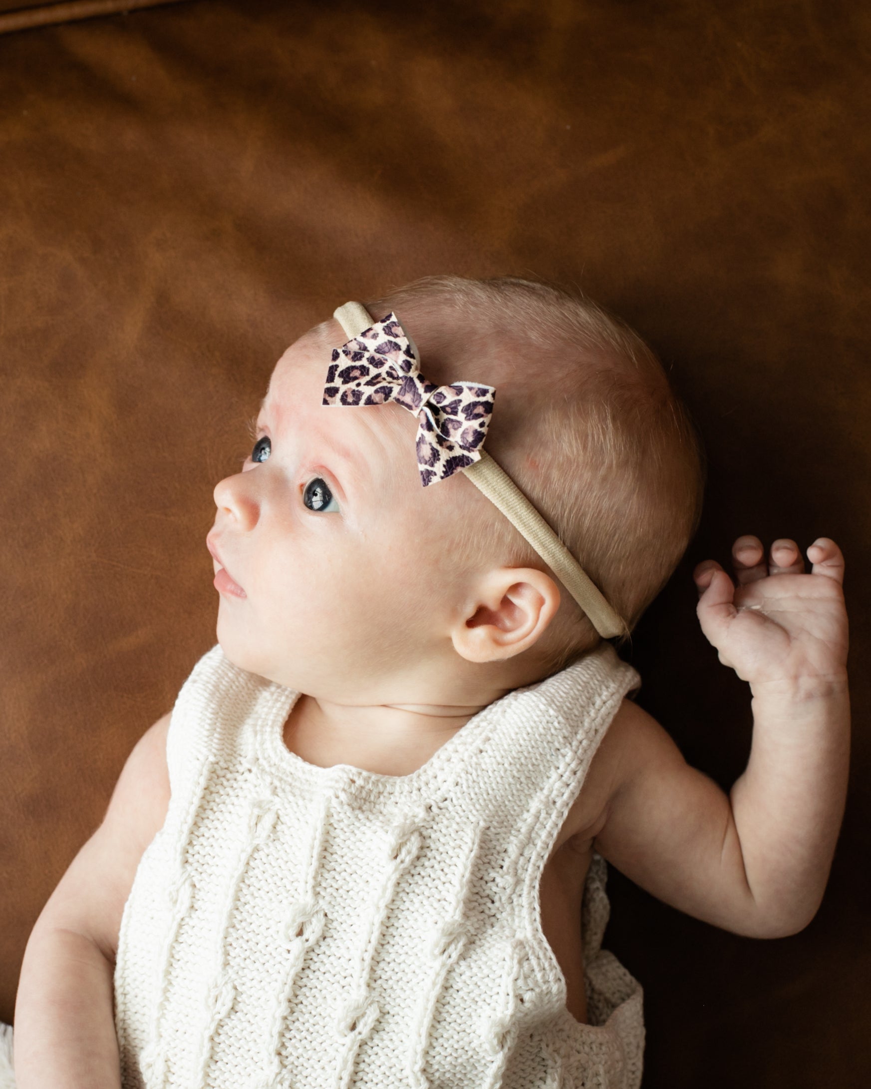 Leopard | Leather Baby Bow