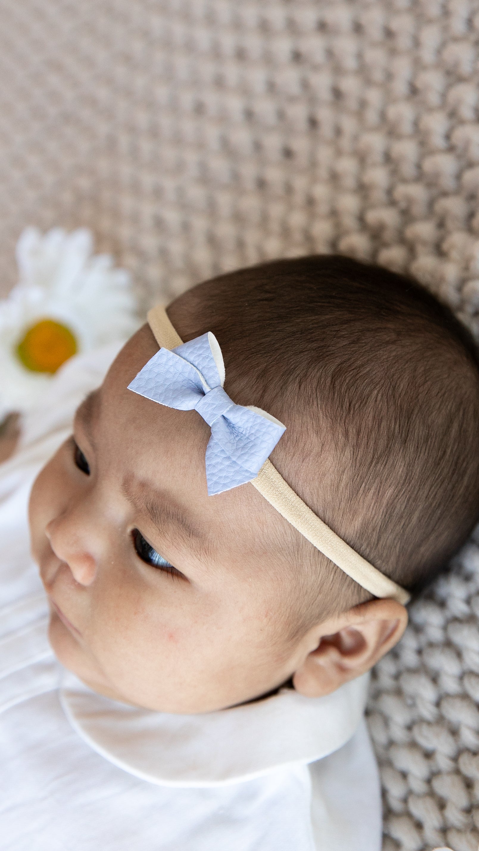 Slate | Leather Baby Bow