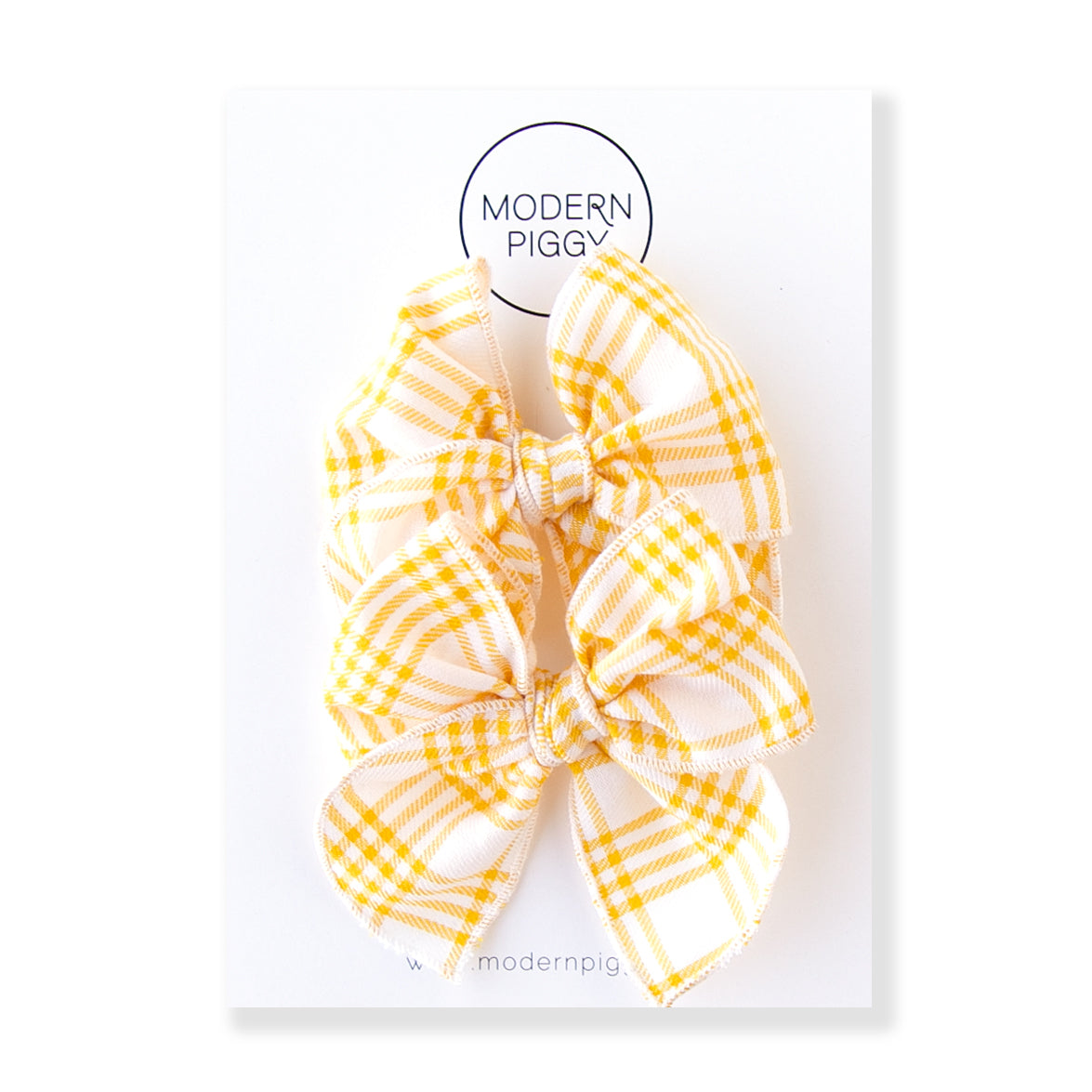 Sunflower Plaid | Pigtail Set - Petite Party Bow